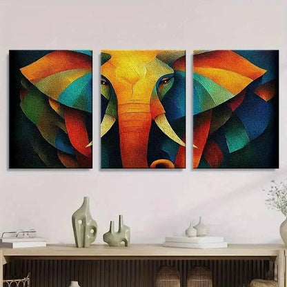 3pcs Abstract Colorful Elephant Wall Art Set Canvas Framed 40x60cm - High Quality Print 100% Australian Made Wall Canvas Ready to Hang - Bella Home Decor