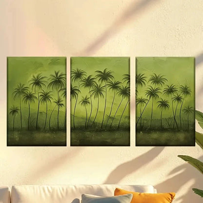3pcs Charming abstract coconut tree Wall Art Set Canvas Framed 50x70cm - High Quality Print 100% Australian Made Wall Canvas Ready to Hang - Bella Home Decor