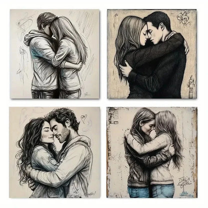 4pcs Love Theme picture quality Wall Art Canvas Framed