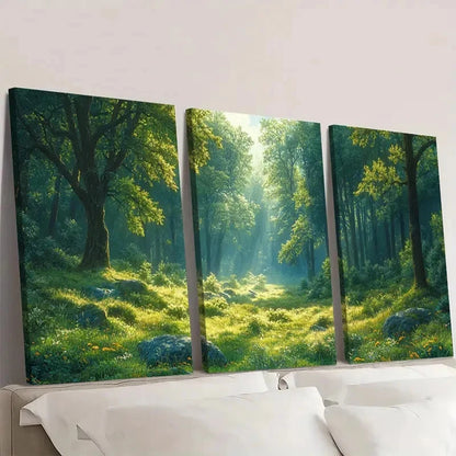 3pcs Vintage Forest Woodland S  Wall Art Set Canvas Framed 40x60cm - High Quality Print 100% Australian Made Wall Canvas Ready to Hang