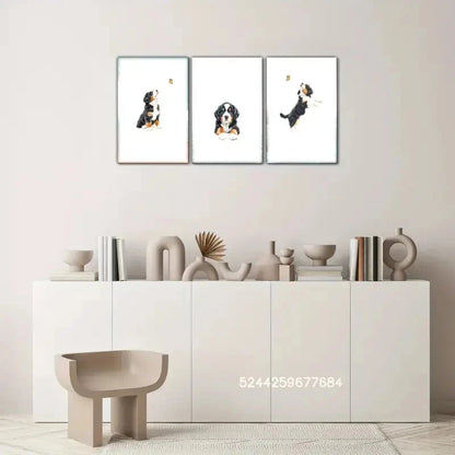3pcs Vibrant Bernese Mountain Dog Print Metal Print Ready to Hang Art - Bella Home Decor