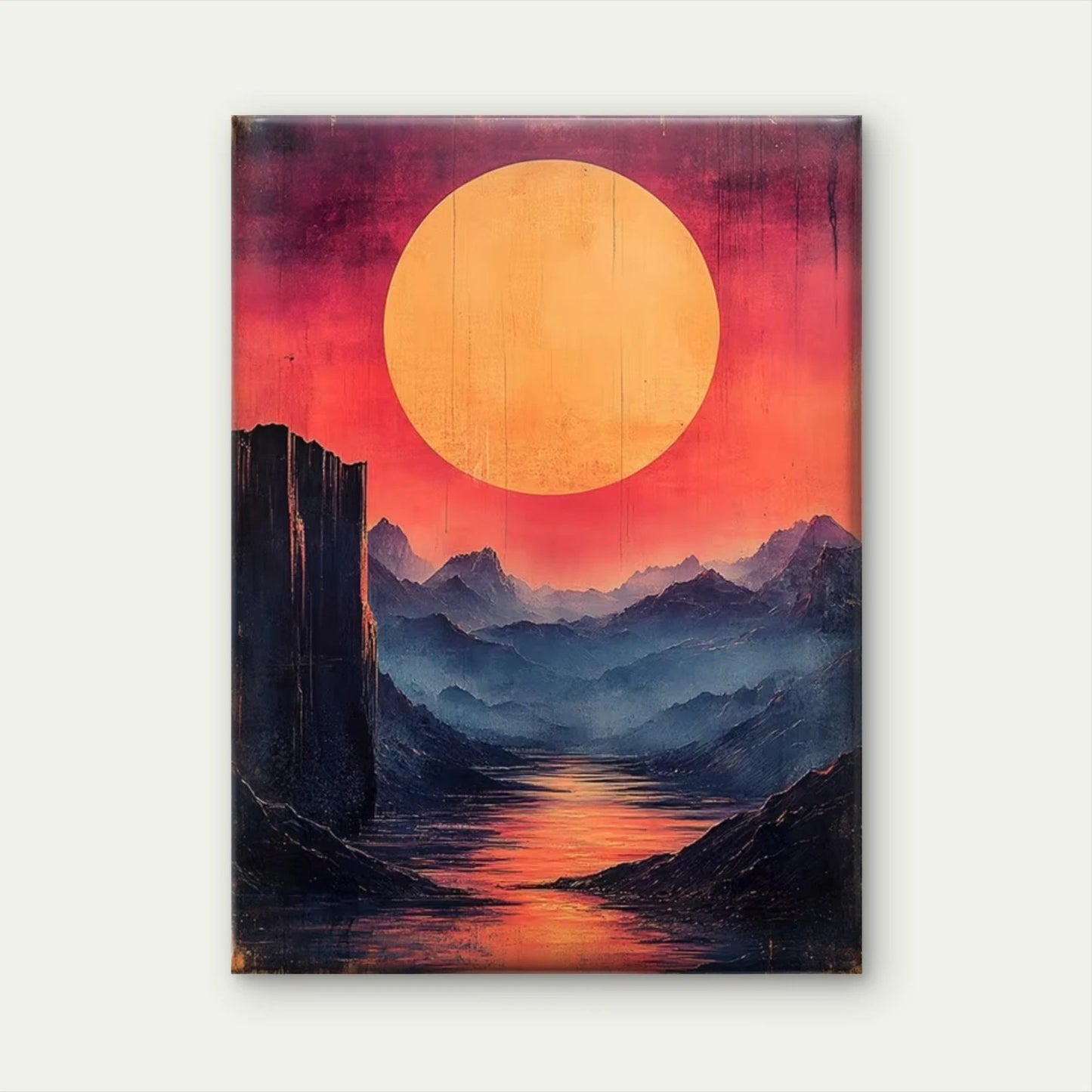 Vintage '60s Retro Psychedelic 60x90cm Metal Print Ready to Hang