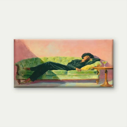 Black & Green Portrait of Woman Wall Art Canvas Office Home Room Framed 120x60cm