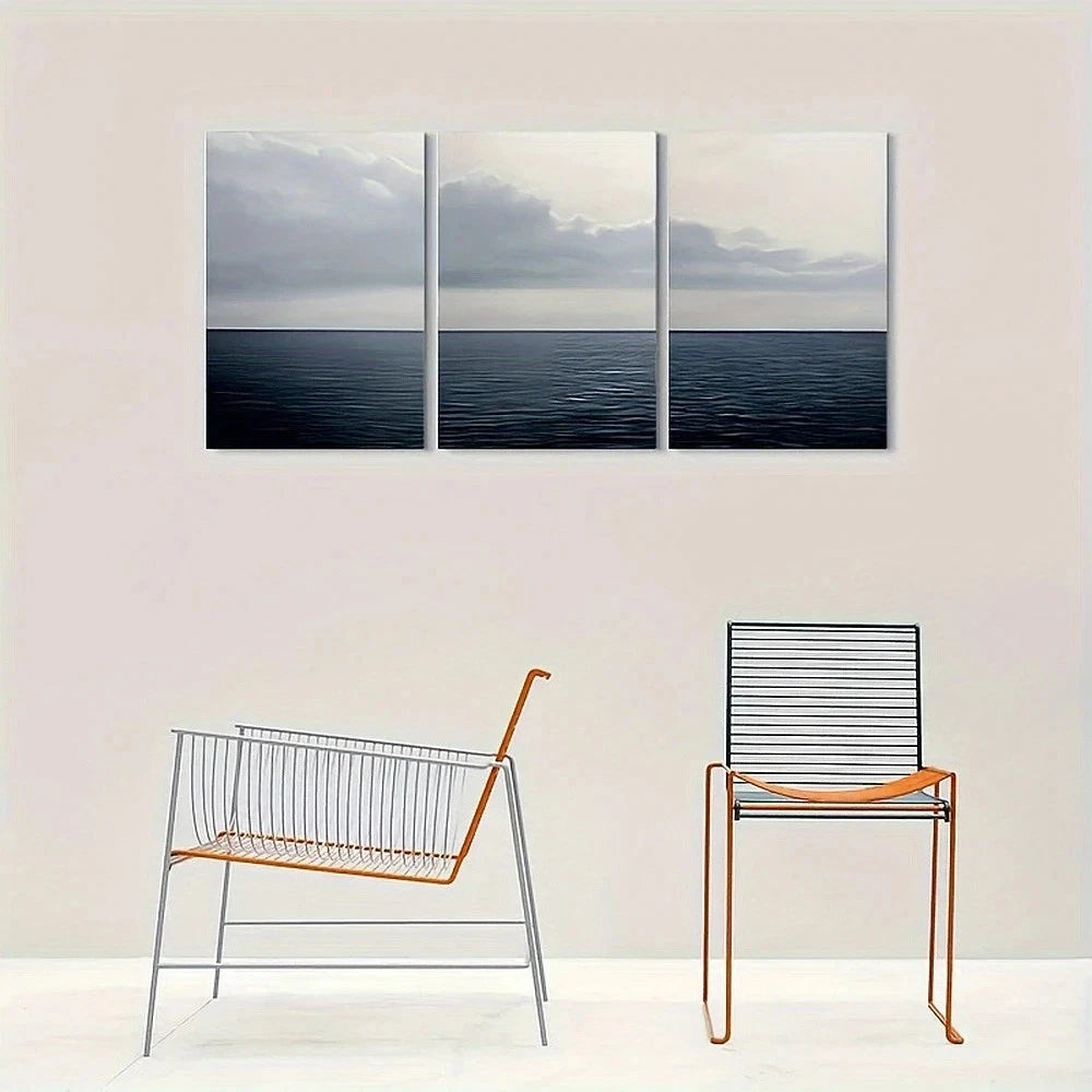3pcs Ocean Modern Coastal Landscape Metal Print Ready to Hang Art