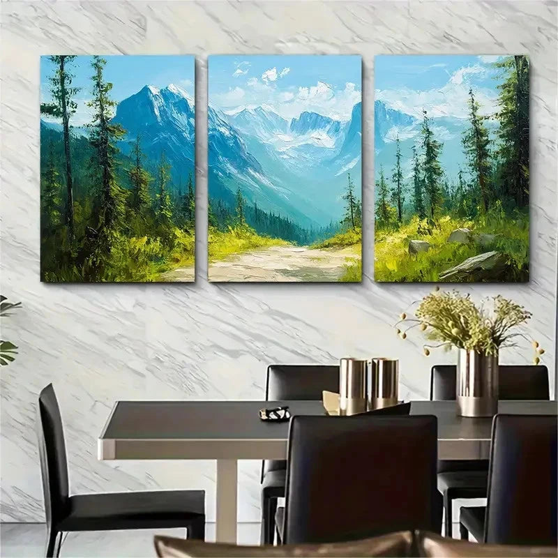 3pcs Glacier National Park Oil Painting H  Wall Art Set Canvas Framed 60x90cm - High Quality Print 100% Australian Made Wall Canvas Ready to Hang - Bella Home Decor