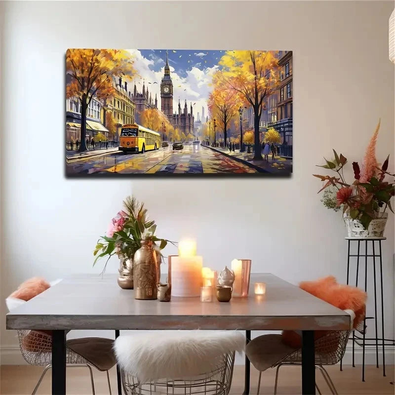 Yellow Tree Branches And Car Wall Art Canvas Office Home Room Framed 120x60cm
