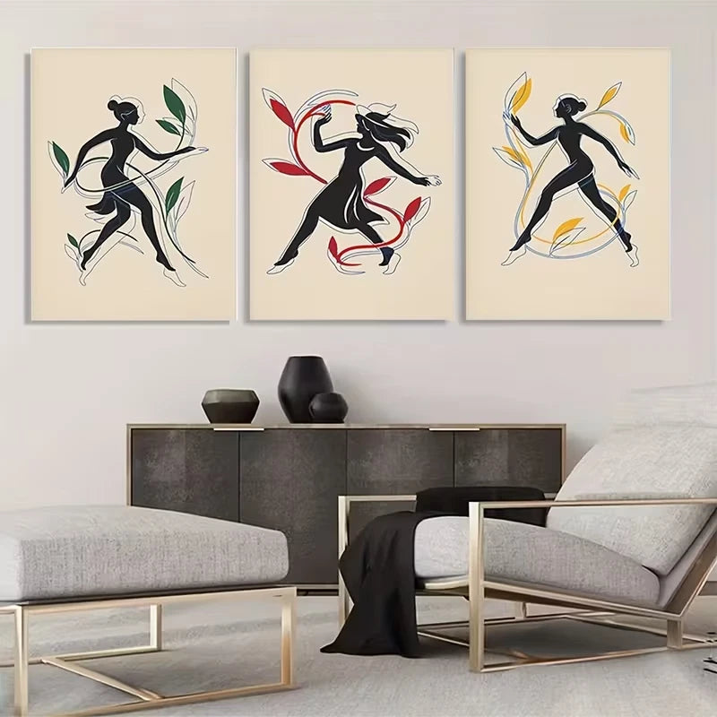 3pcs Abstract Women Silhouettes     Wall Art Set Canvas Framed 40x60cm - High Quality Print 100% Australian Made Wall Canvas Ready to Hang - Bella Home Decor
