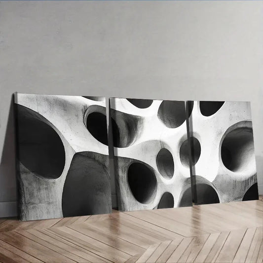 3pcs Organic shaped holes Abstract Wall Art Set Canvas Framed 40x60cm - High Quality Print 100% Australian Made Wall Canvas Ready to Hang