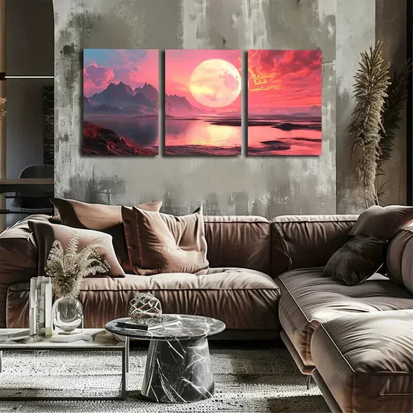 3pcs Features a Large Sun And Ground, Wall Art Set Canvas Framed 60X90cm - High Quality Print 100% Australian Made Wall Canvas Ready to Hang - Bella Home Decor
