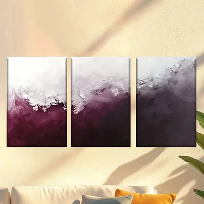 3pcs  painting of a white and purple background  Wall Art Set Canvas Framed 40x60cm - High Quality Print 100% Australian Made Wall Canvas Ready to Hang - Bella Home Decor