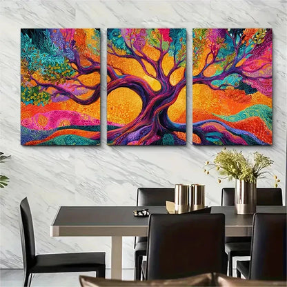 3pcs Vibrant Tree Of Positive Energy Prefect Wall Art Set Canvas Framed 60x90cm - High Quality Print 100% Australian Made Wall Canvas Ready to Hang