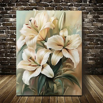 Beautiful Lilies in Golden Hues 40x60cm Metal Print Ready to Hang - Bella Home Decor