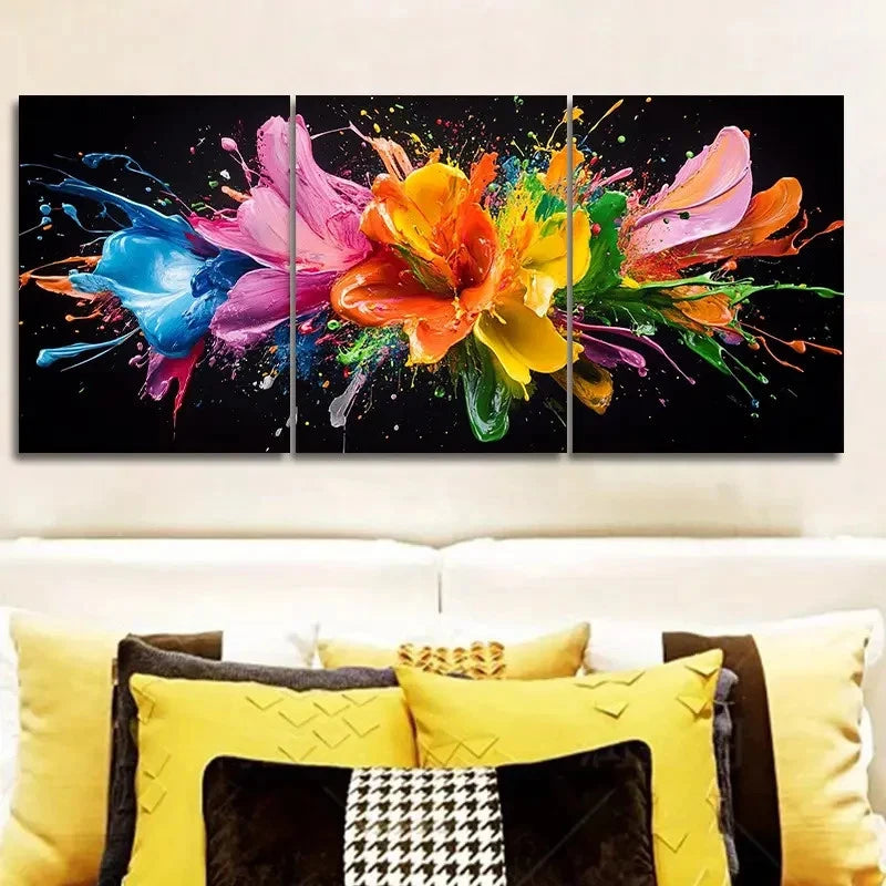 3pcs Colorful Explosion Design Wall Art Set Canvas Framed 60x90cm - High Quality Print 100% Australian Made Wall Canvas Ready to Hang - Bella Home Decor