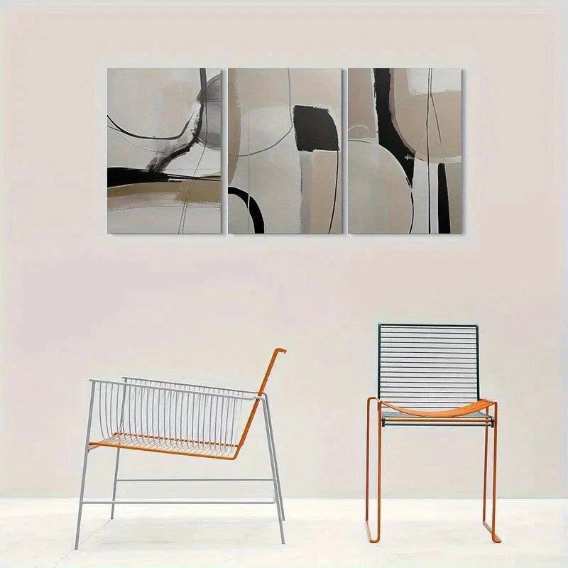 3pcs Geometric Design Abstract Metal Print Ready to Hang Art - Bella Home Decor