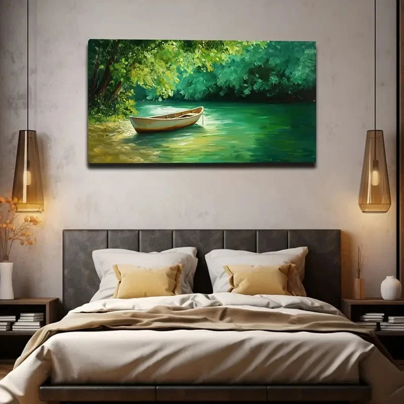 Featuring A Yellowing Boat Wall Art Canvas Office Home Room Framed 120x60cm