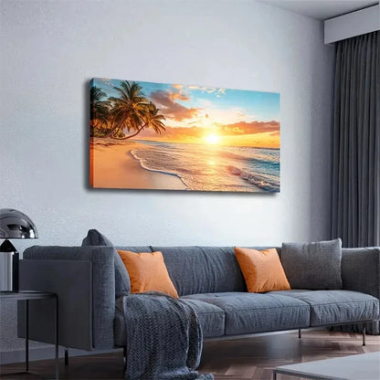 Serene Beach Sunrise Sky Wall Art wall canvas office home room framed 120x60cm - Bella Home Decor