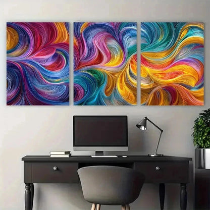 3pcs Vibrant Abstract Colorful Modern Perfect Wall Art Set Canvas Framed 60x90cm - High Quality Print 100% Australian Made Wall Canvas Ready to Hang