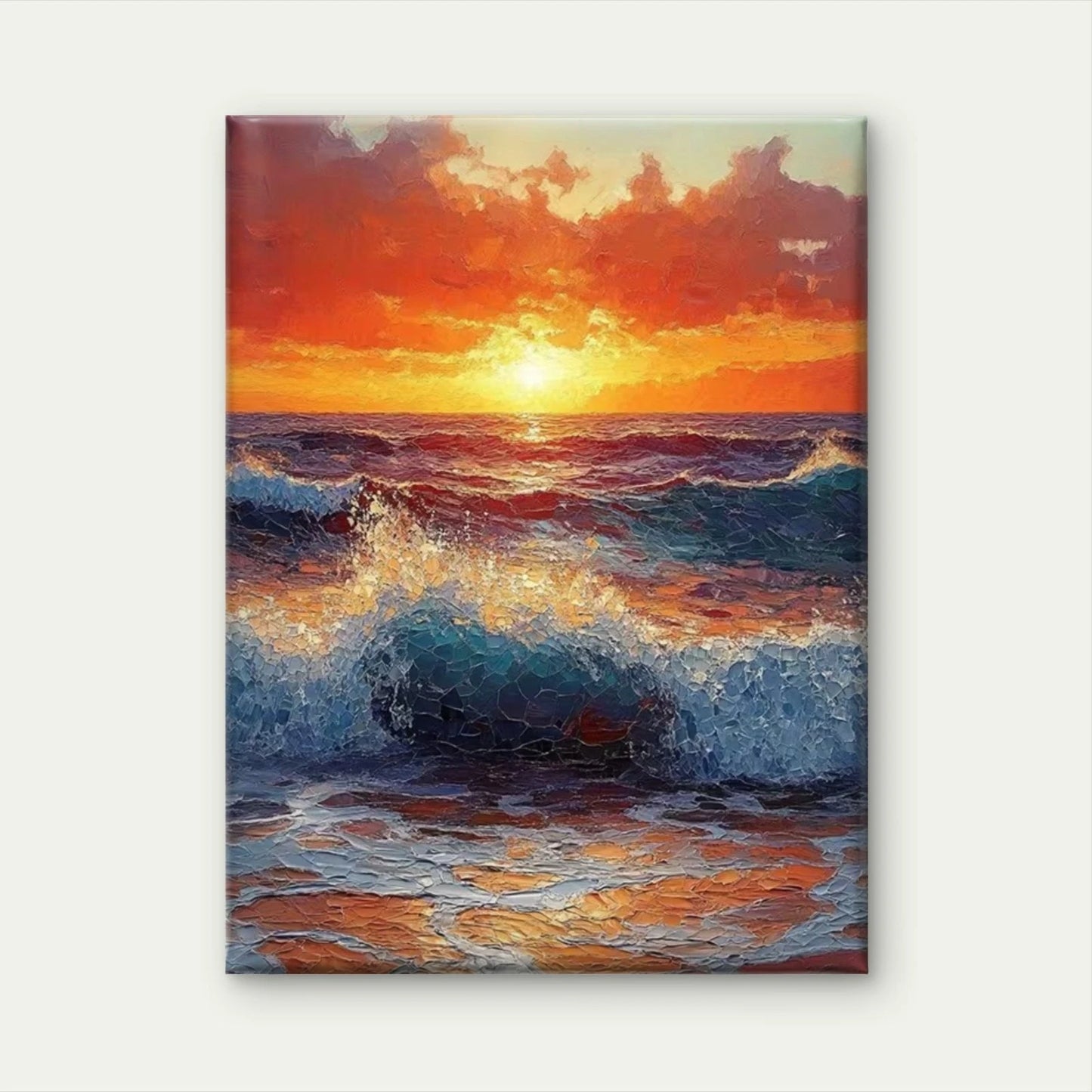 Mosaic Sunrise Over Ocean  60x90cm Metal Print Ready to Hang