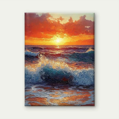 Mosaic Sunrise Over Ocean  60x90cm Metal Print Ready to Hang