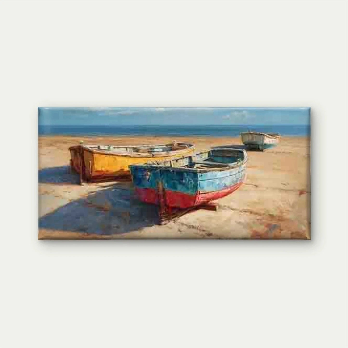 Seaside Boat Scenery Wall Art Canvas Office Home Room Framed 120x60cm