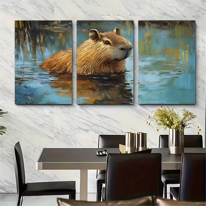 3pcs Featuring a Tropical Beach Hammock Metal Print Ready to Hang Art