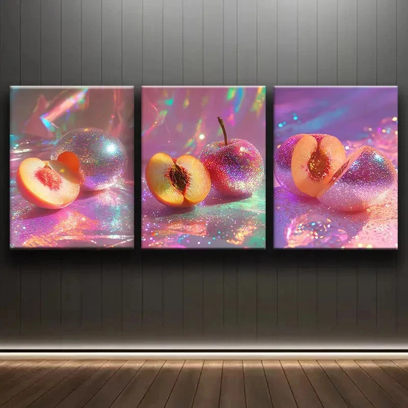 3pcs Dream Peach Illustration Wall Art Set Canvas Framed 50x70cm - High Quality Print 100% Australian Made Wall Canvas Ready to Hang - Bella Home Decor