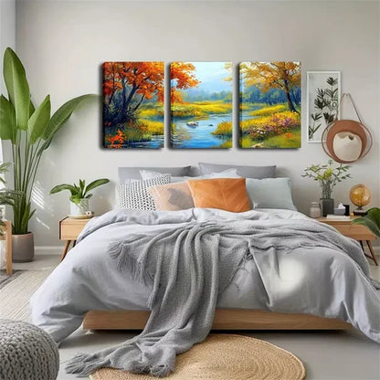 3pcs Tranquil Stream, Hot Wall Art Canvas Unframed - High Quality Print 100% Australian Made Wall Canvas