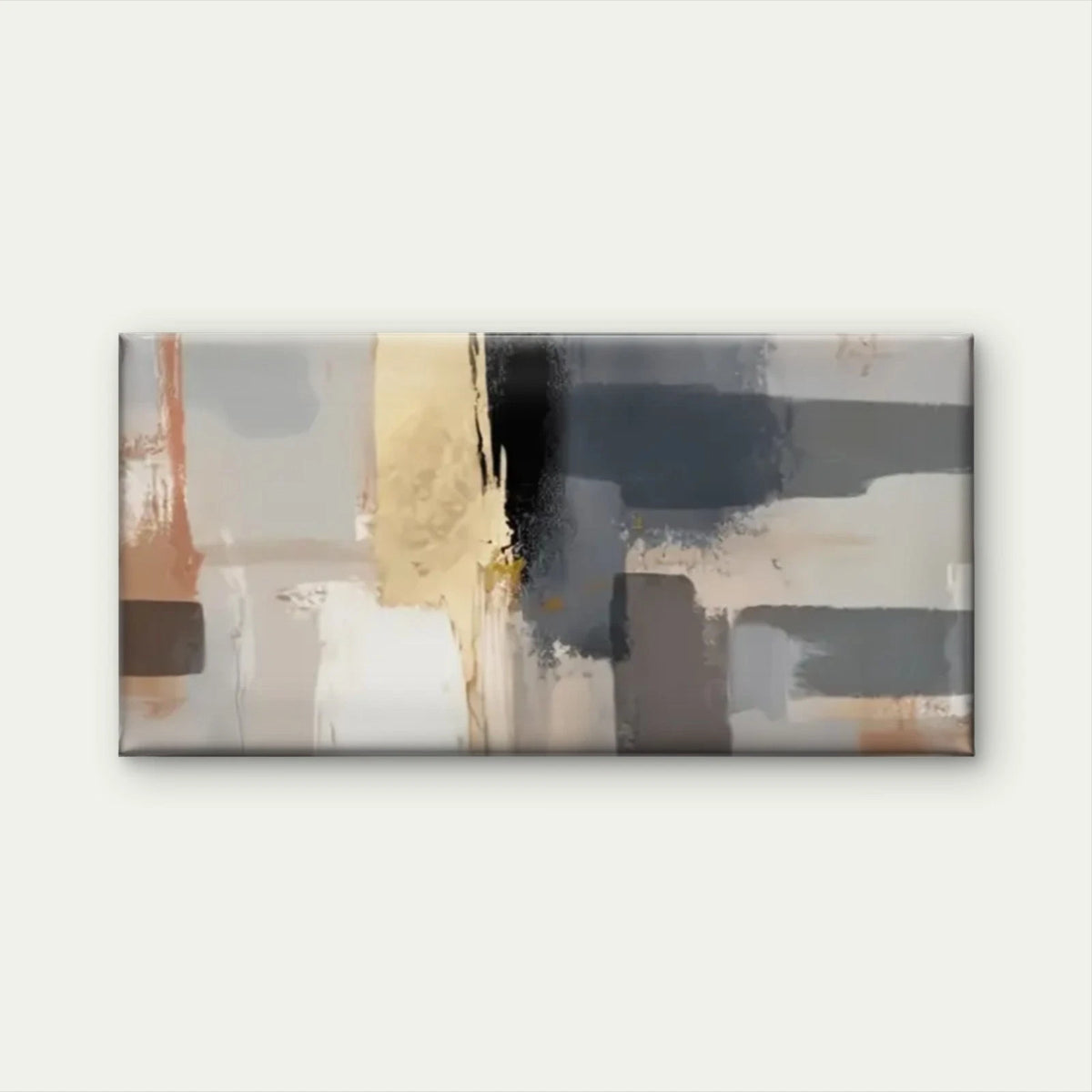 Brown And Gray Abstract Wall Art Canvas Office Home Room Framed 120x60cm