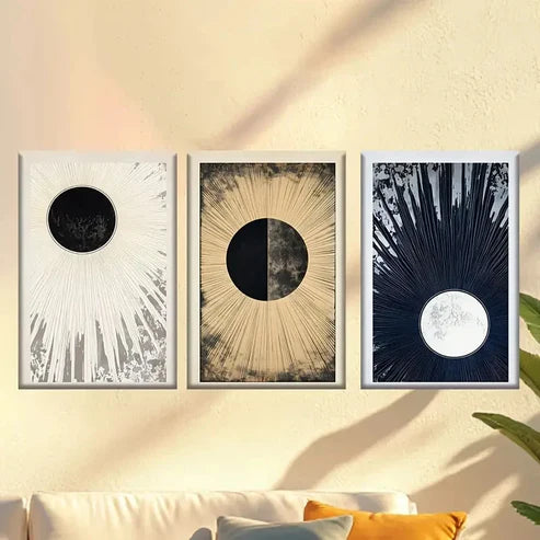 3pcs Bohemian Style Black and White Abstract Wall Art Canvas Unframed - High Quality Print 100% Australian Made Wall Canvas