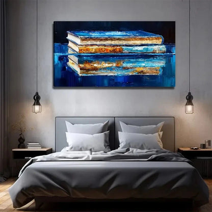 Blue Book Suitable Wall Art Canvas Office Home Room Framed 120x60cm