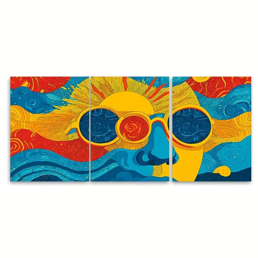 3pcs Retro Sun Boho Coastal Beach Metal Print Ready to Hang Art - Bella Home Decor
