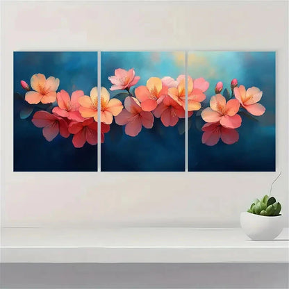 3pcs Rhododendron Painting Print Flower Metal Print Ready to Hang Art - Bella Home Decor