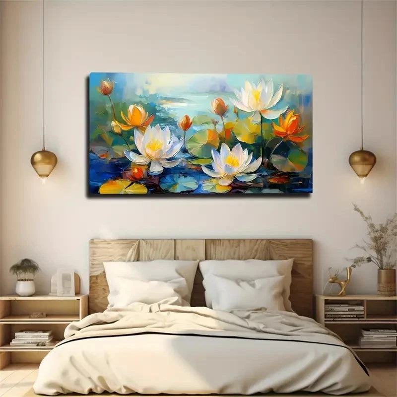 Rich Texture Fragrant Lotus Wall Art Canvas Office Home Room Framed 120x60cm