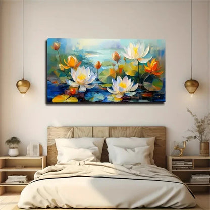 Rich Texture Fragrant Lotus Wall Art Canvas Office Home Room Framed 120x60cm