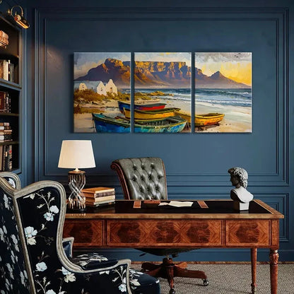 3pcs Artistic Coastal Landscape Mountain View Metal Print Ready to Hang Art - Bella Home Decor