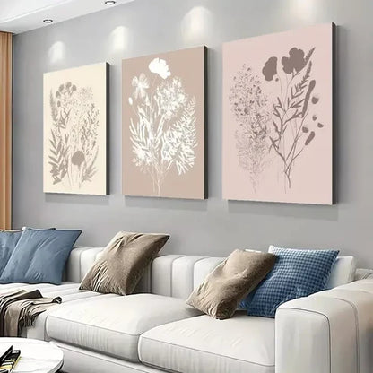 3pcs Abstract Wildflower Floral Botanical Art Wall Art Canvas Unframed - High Quality Print 100% Australian Made Wall Canvas - Bella Home Decor