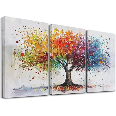 3pcs Ink Abstract Landscape Colorful Trees Art Set Canvas Unframed - High Quality Print 100% Australian Made Wall Canvas