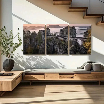 3pcs Boulder Mountain Peak Modern  Wall Art Set Canvas Framed 50x70cm - High Quality Print 100% Australian Made Wall Canvas Ready to Hang - Bella Home Decor