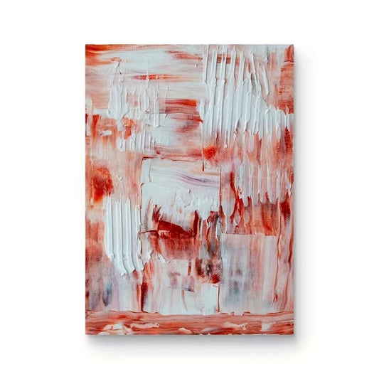 Vibrant Red, White & Gray Thick Textured Abstract 60x90cm Metal Print Ready to Hang