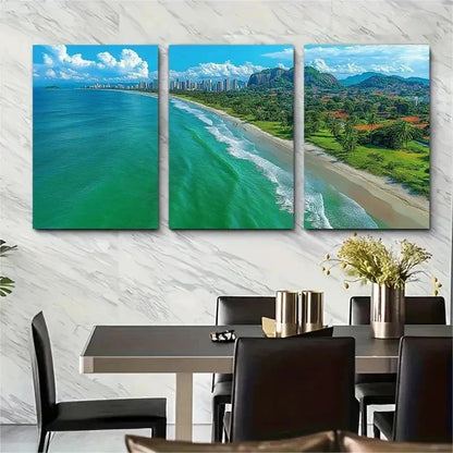 3pcs Stunning Aerial View Of Balneario Perfect Wall Art Set Canvas Framed 50x70cm - High Quality Print 100% Australian Made Wall Canvas Ready to Hang