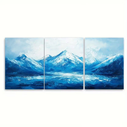 3pcs Blue Mountain with an Impasto Texture Metal Print Ready to Hang Art - Bella Home Decor