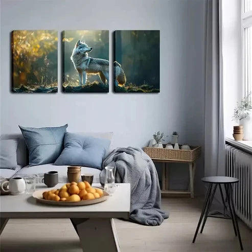3pcs A Lone Wolf, New Launch Wall Art Set Wall Art Canvas Unframed - High Quality Print 100% Australian Made Wall Canvas - Bella Home Decor