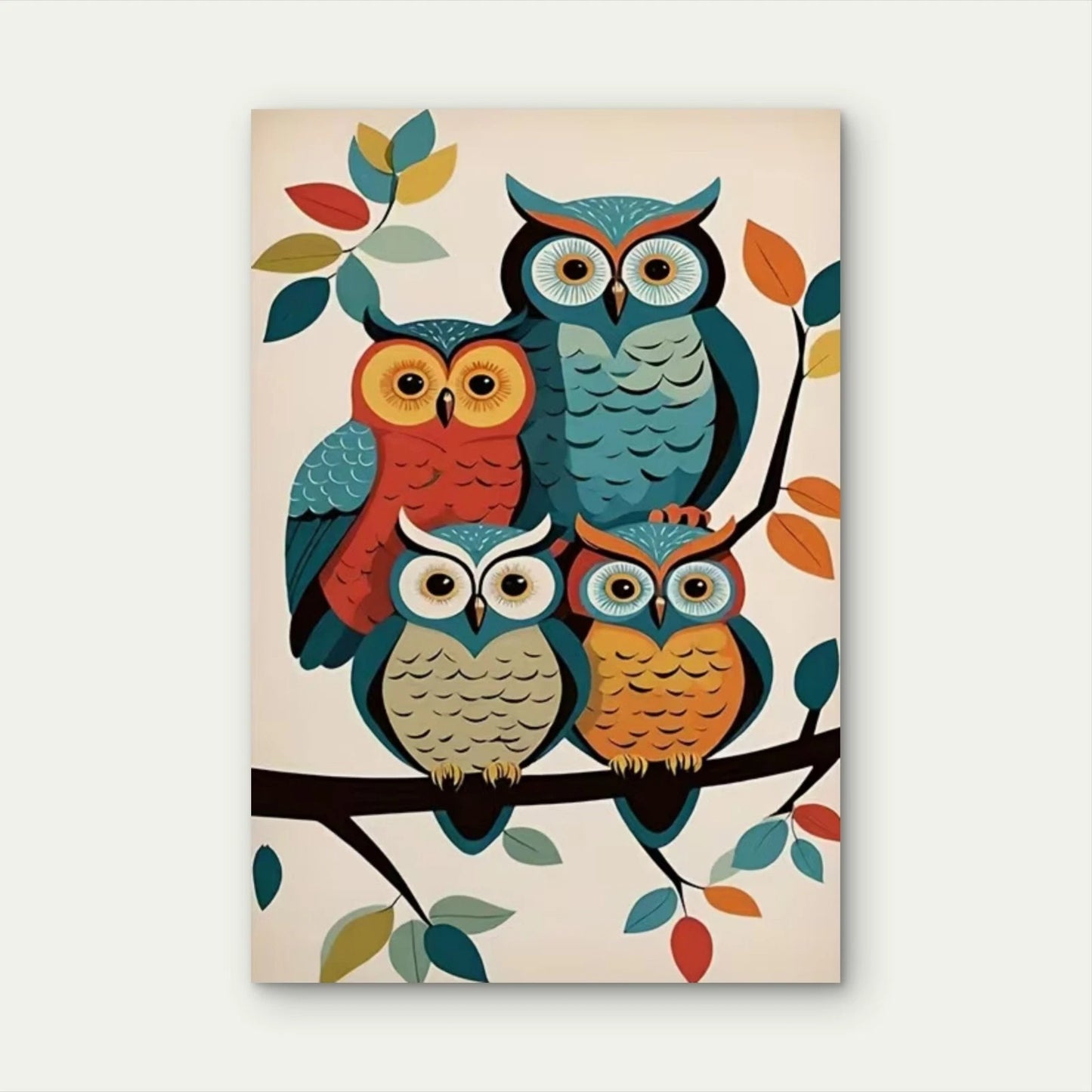 Vibrant Owl French Country Style Metal Print Ready to Hang