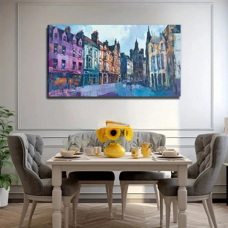 Vibrant City Street Intricate Wall Art Canvas Office Home Room Framed 120x60cm