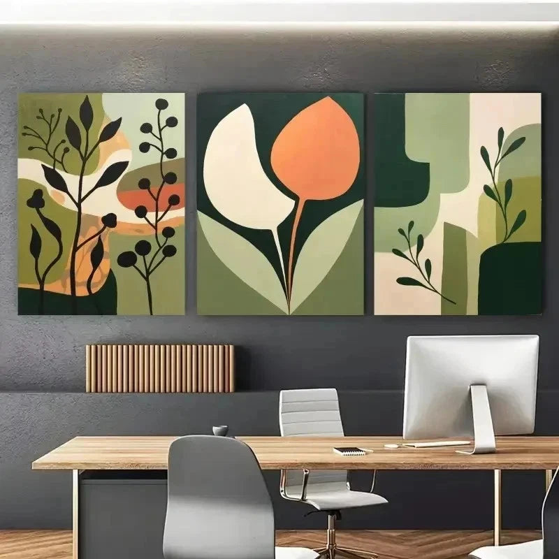 3pcs Abstract Shapes Decor for Bedroom  Wall Art Set Canvas Framed 50x70cm - High Quality Print 100% Australian Made Wall Canvas Ready to Hang - Bella Home Decor