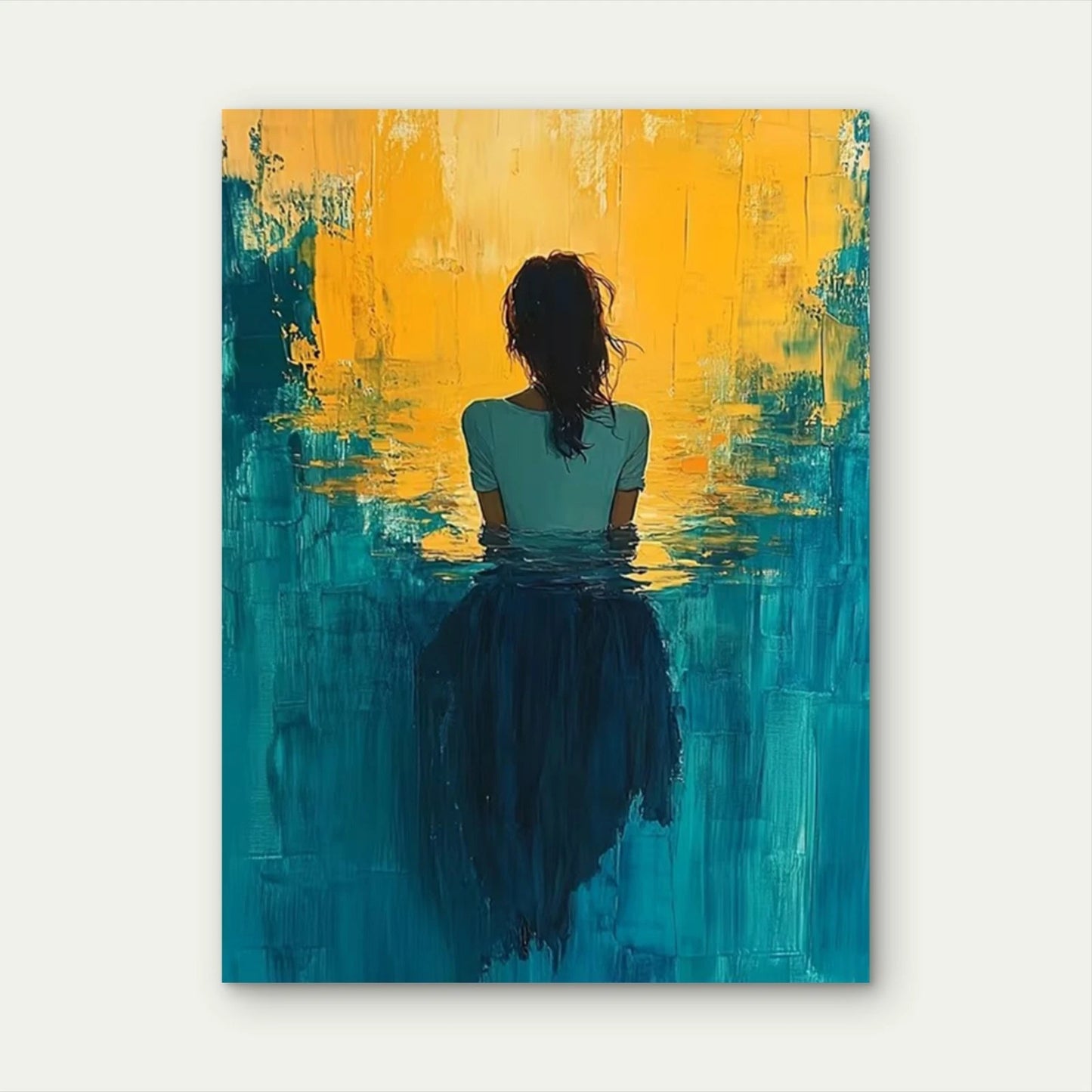 Ethereal Woman Floating in Water Metal Print Ready to Hang