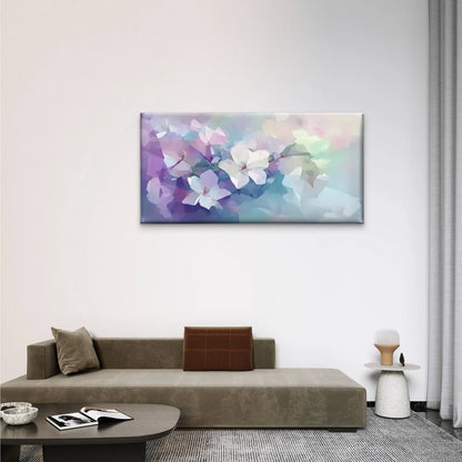 Abstract Floral Blue Pink Wall Art Canvas Office Home Room Framed 120x60cm