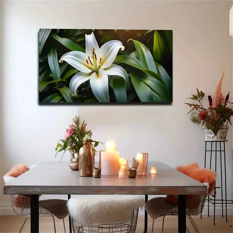 Blooming Lily Oil Wall Art Canvas Office Home Room Framed 120x60cm