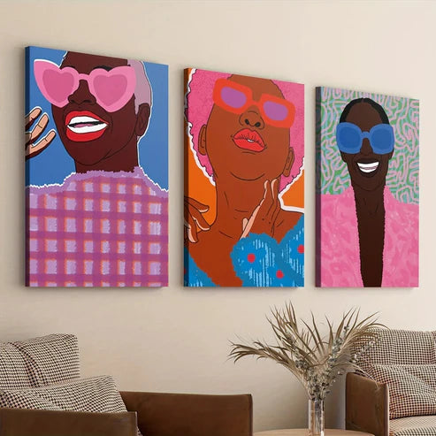 3pcs Charming People Elegant Ladies Sun Glass Wall Art Set Wall Art Canvas Unframed – High Quality Print 100% Australian Made Wall Canvas - Bella Home Decor