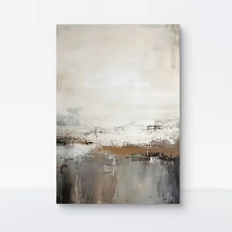 Abstract Neutral-Toned Textured Brushstrokes Metal Print Ready to Hang